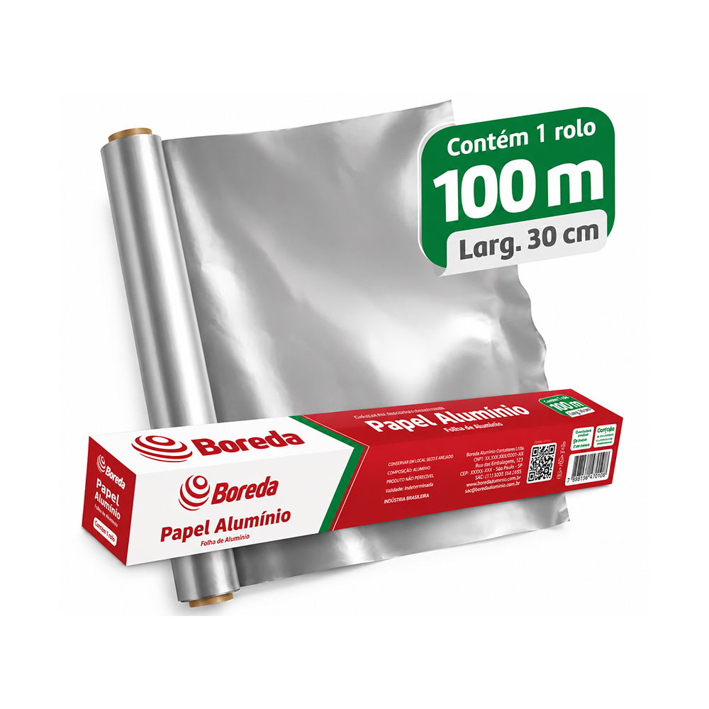 PAPEL ALUMINIO ROLO 100MTX30CM BOREDA