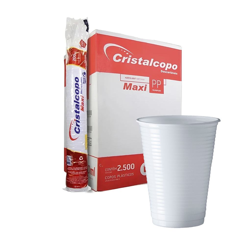 COPO PLASTICO CRISTALCOPO BRANCO PP 200ML