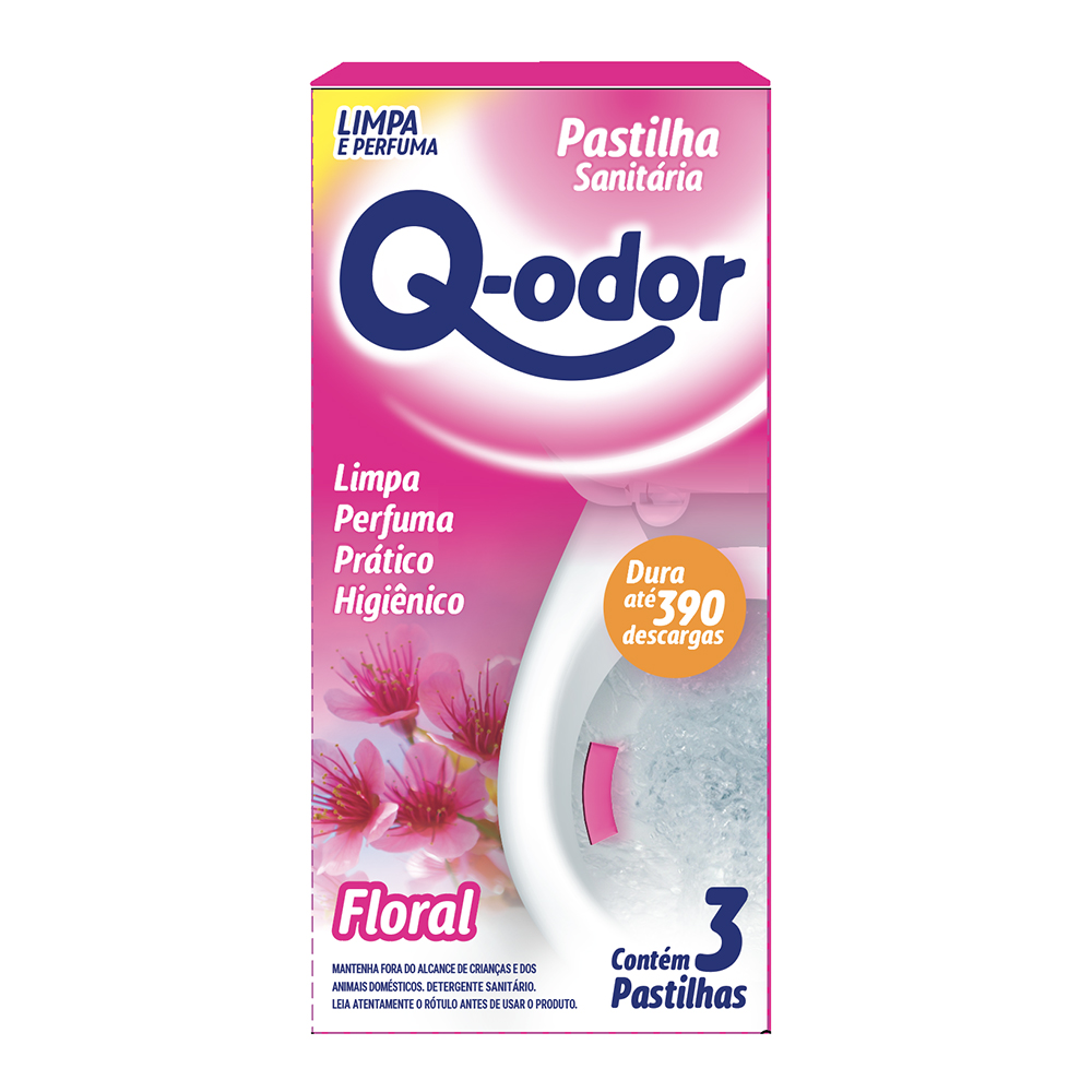 PASTILHA ADESIVA SANITARIA Q-ODOR FLORAL