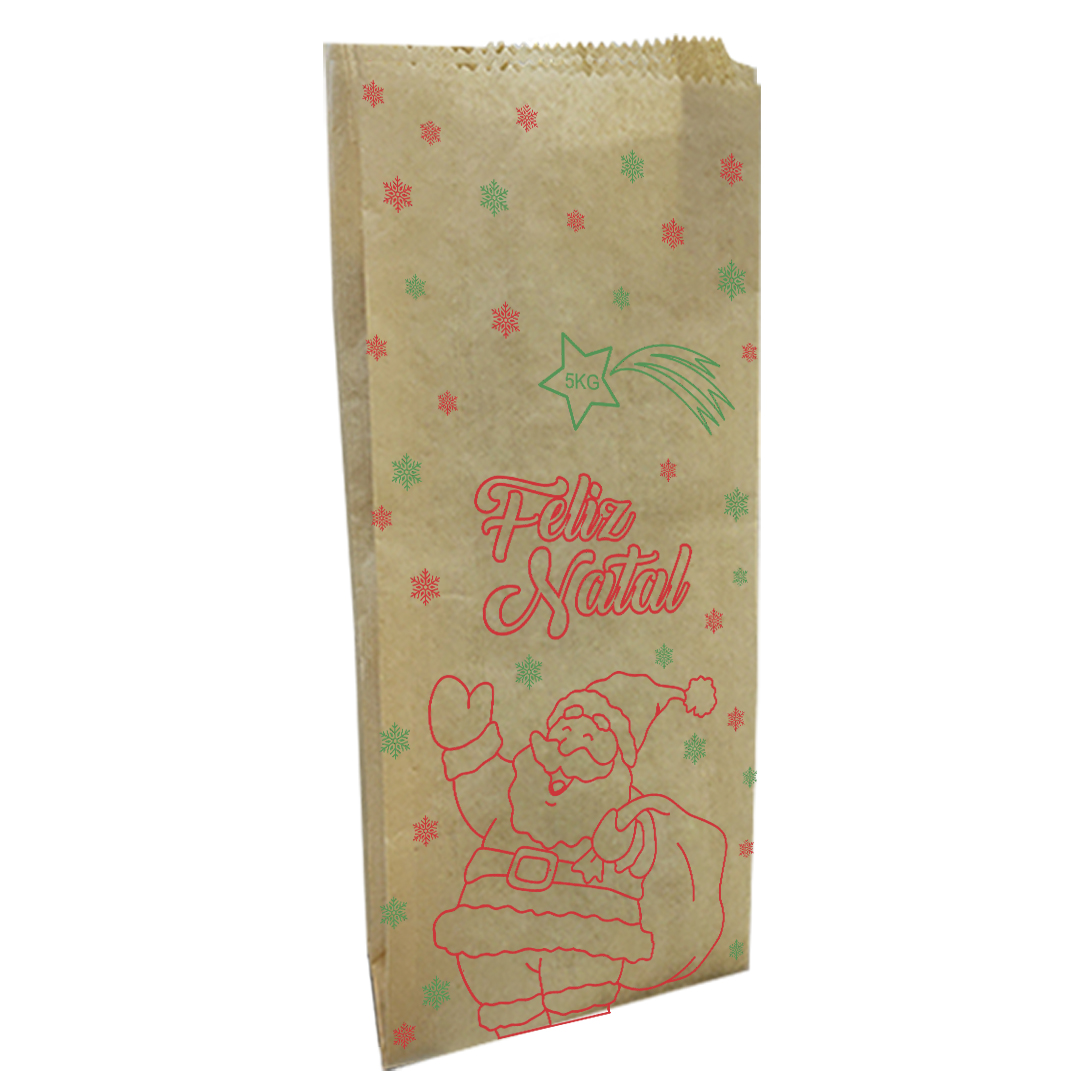 SACO PAPEL ENCOPEL KRAFT TIMBRADO NATAL 5KG