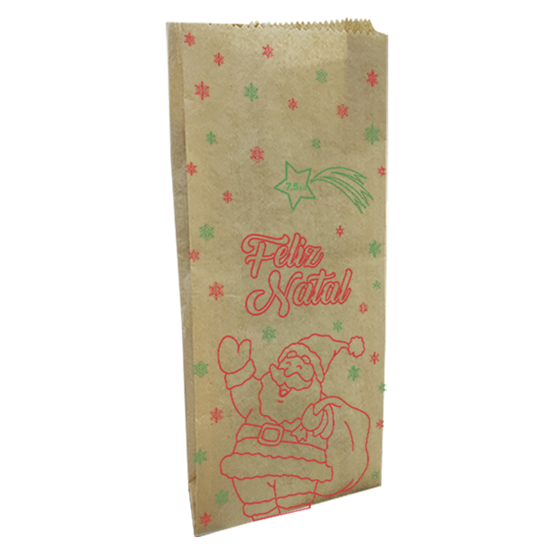 SACO PAPEL ENCOPEL KRAFT TIMBRADO NATAL 7,5KG
