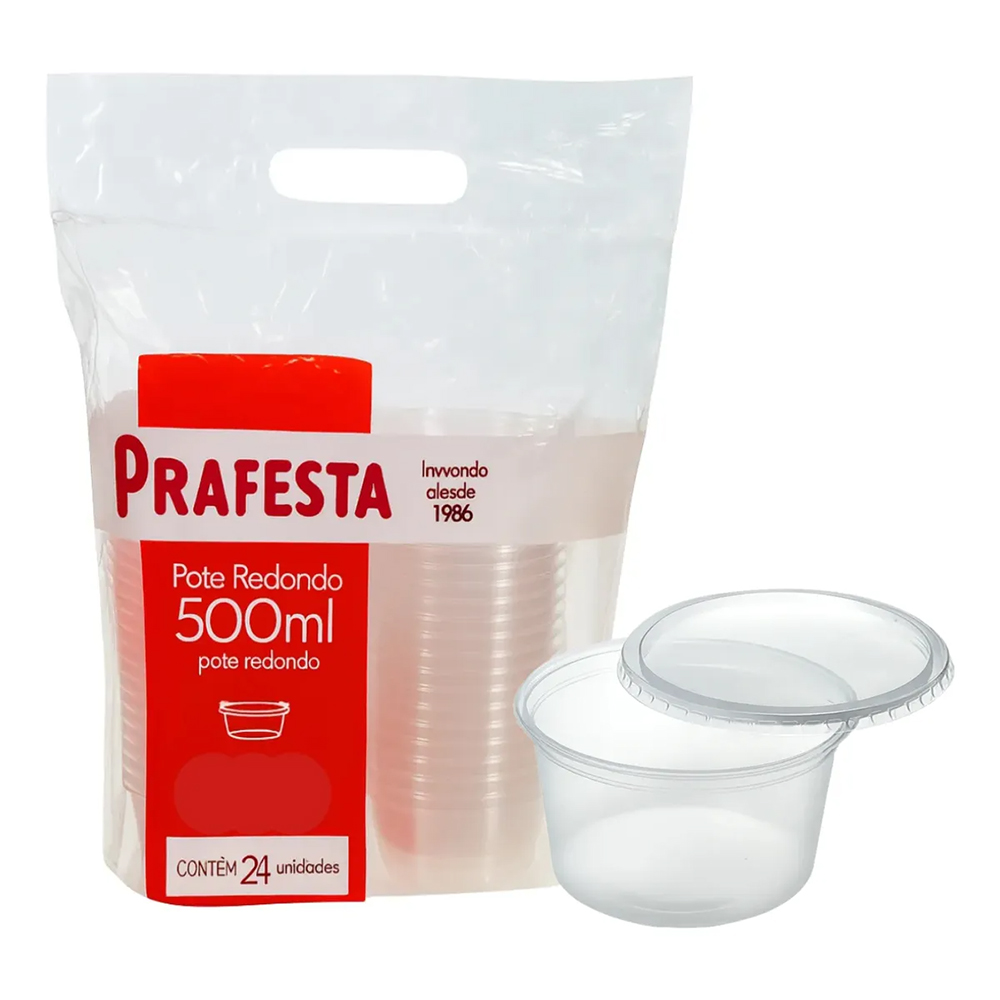 POTE PRAFESTA REDONDO COM TAMPA 500ML