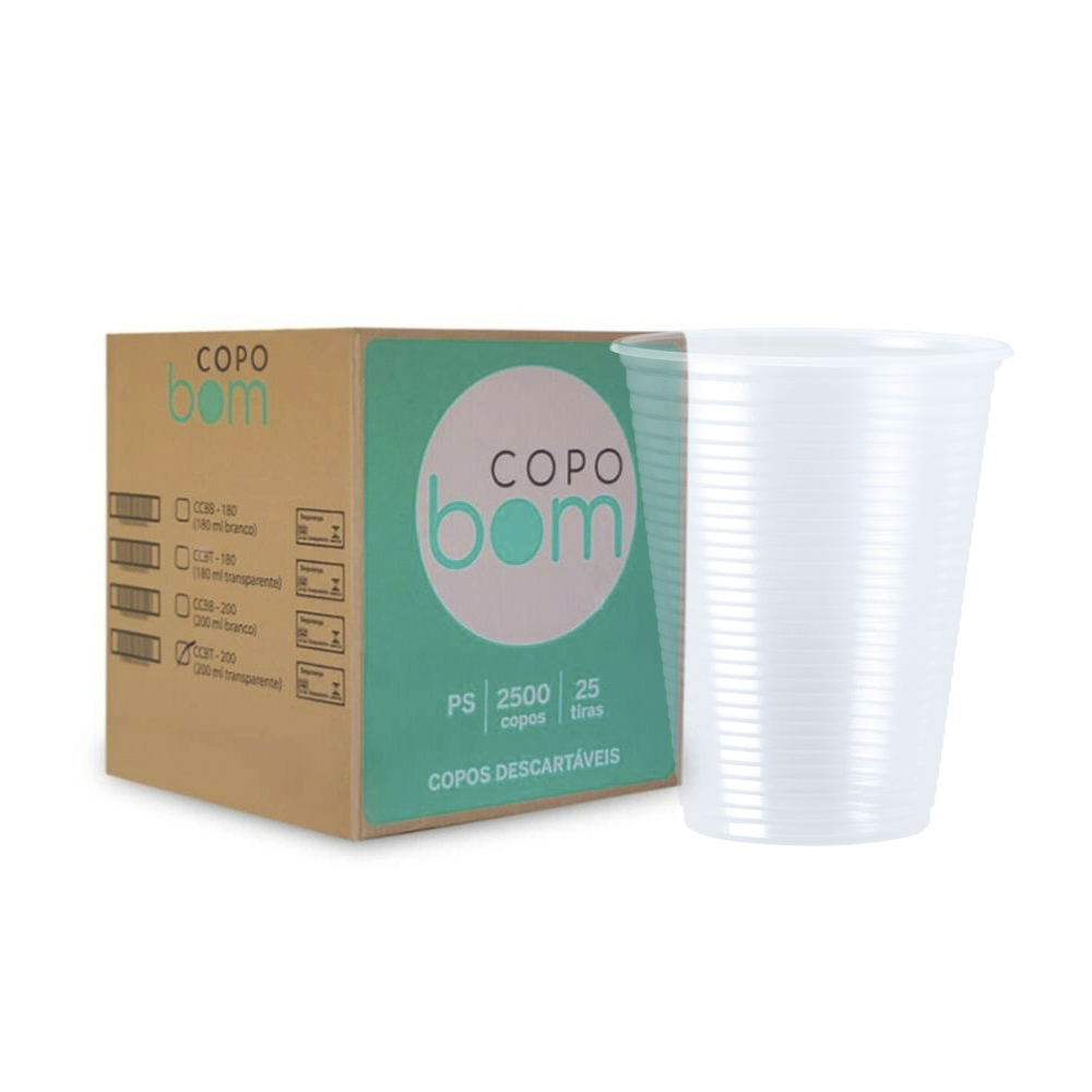 COPO PLASTICO TRANSPARENTE COPOBOM 200ML