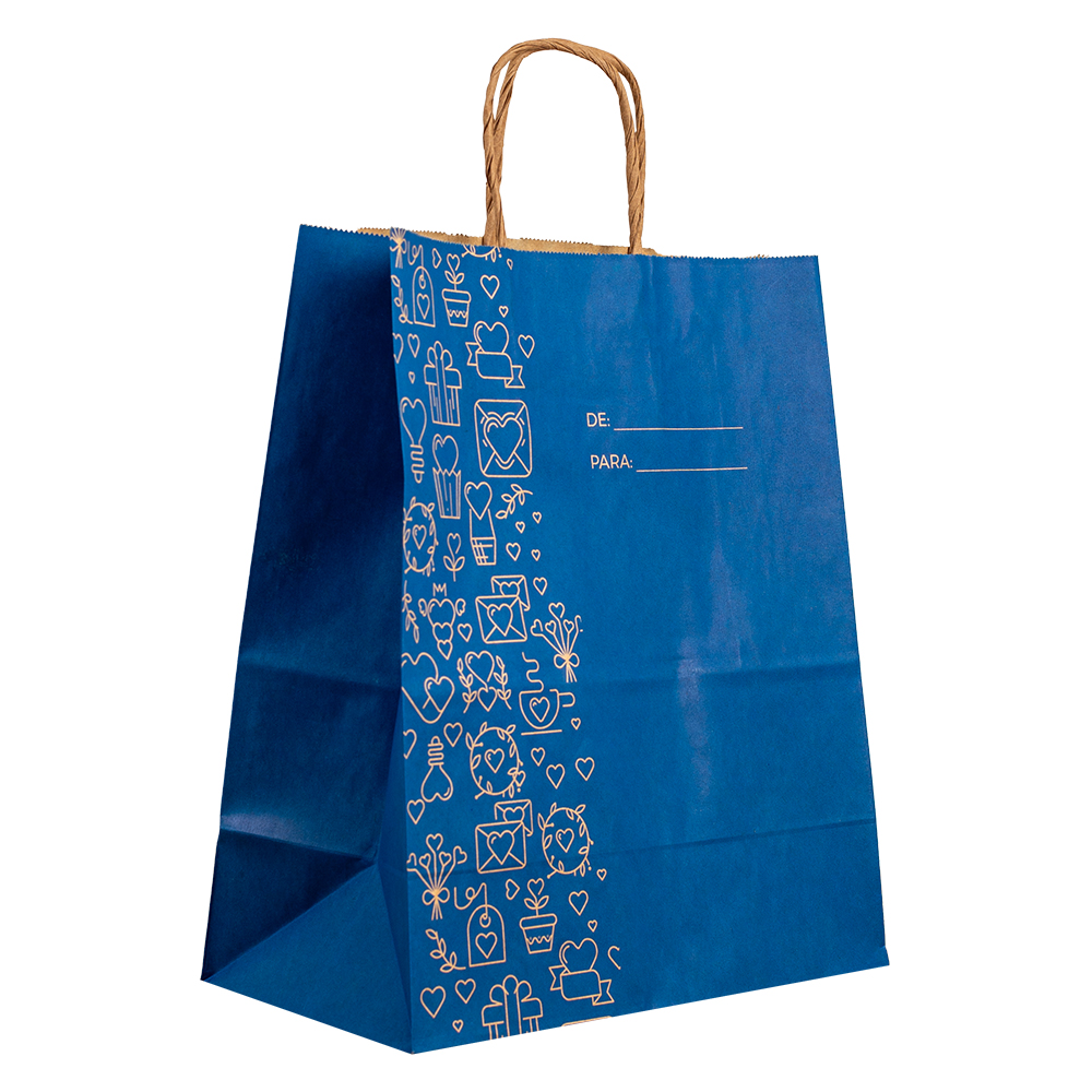 BOLSA PAPEL AZUL COM ALCA P 26X21X9