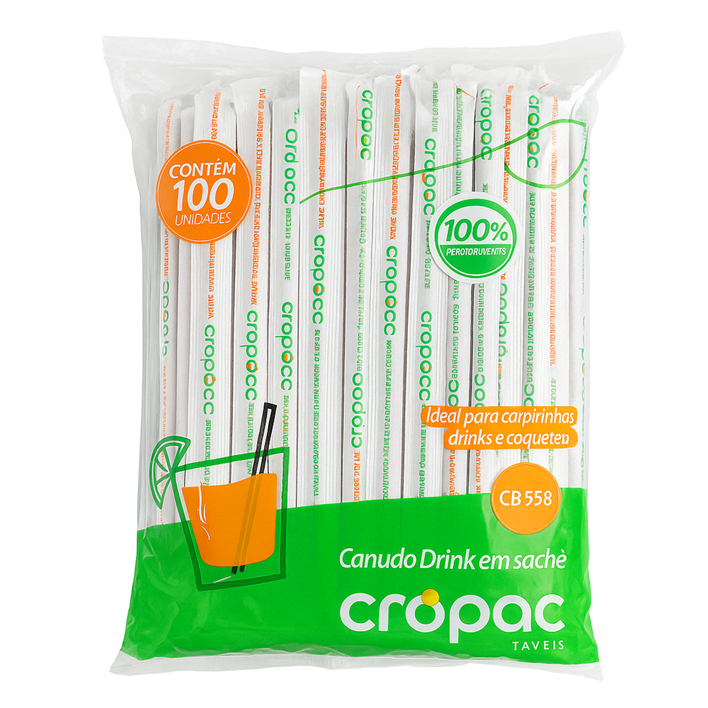 CANUDO CROPAC BIODEGRADAVEL DRINK PRETO SACHE CB538