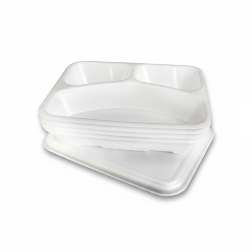 MARMITA ISOPOR COM TAMPA 3 DIVISORIAS RETANGULAR 900ML ISOBRAS