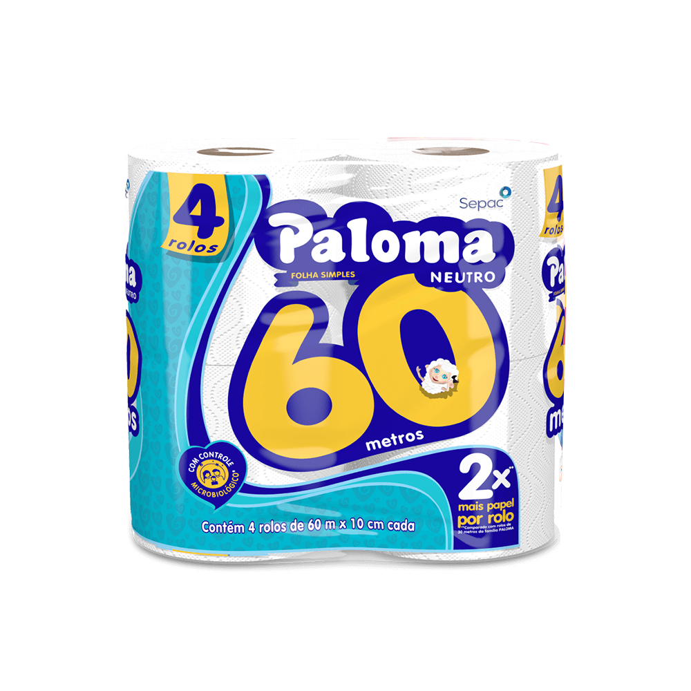 PAPEL HIGIENICO PALOMA FOLHA SIMPLES 60MT