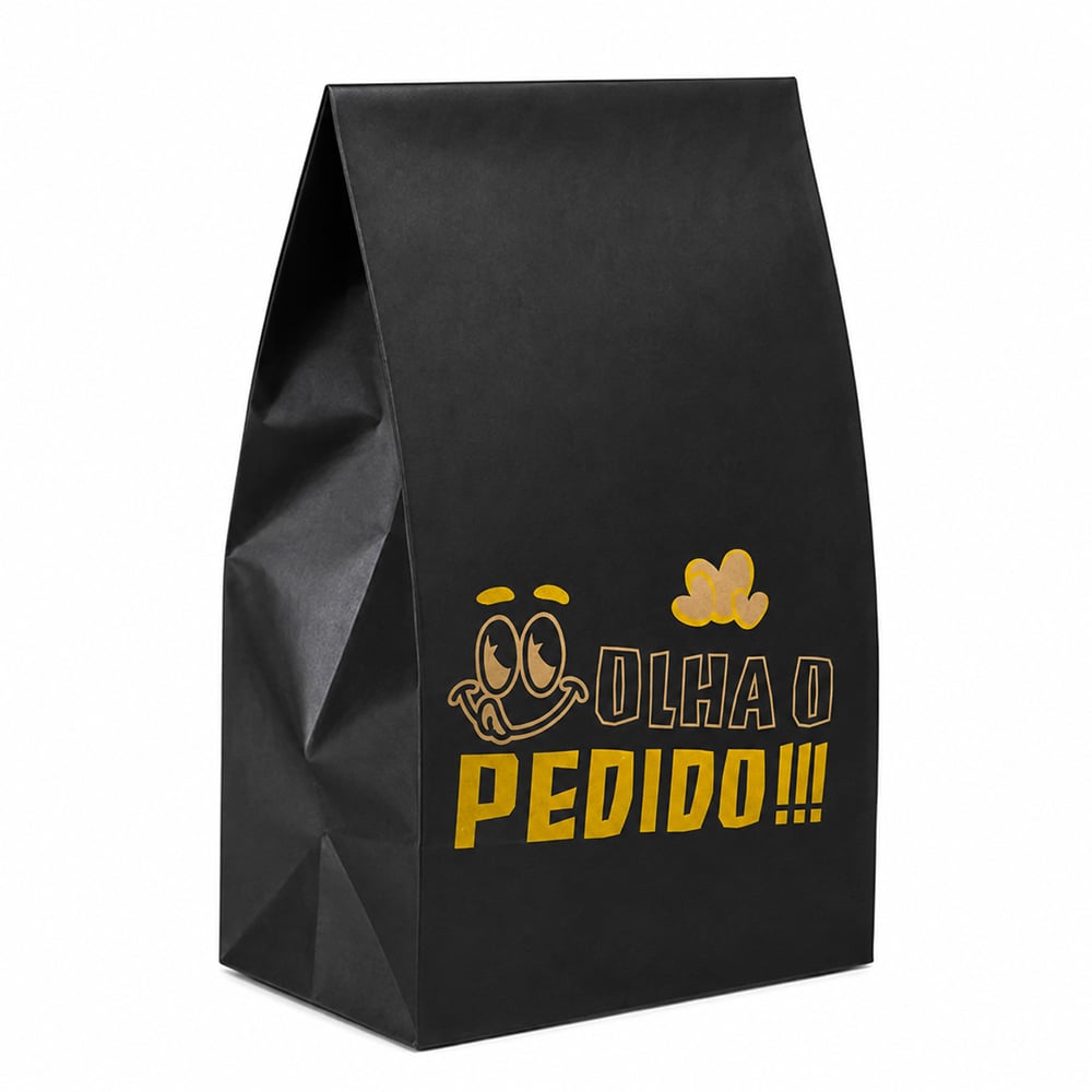 SACO PARA LANCHE PRETO 5KG TIMBRADO 28X18X9