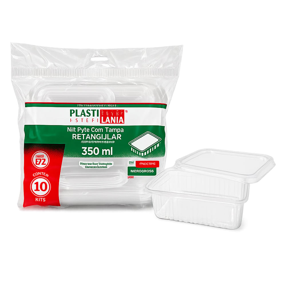 POTE PLASTICO PLASTILANIA RETANGULAR 350ML