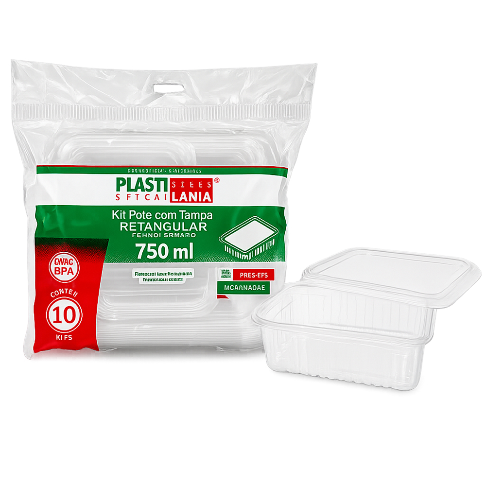 POTE PLASTICO PLASTILANIA RETANGULAR 750ML